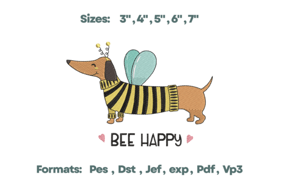 Bee Happy Dachshund Dog Embroidery Review