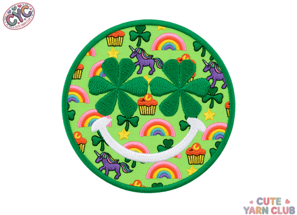 Embroidery Rainbow Shamrock Face PNG