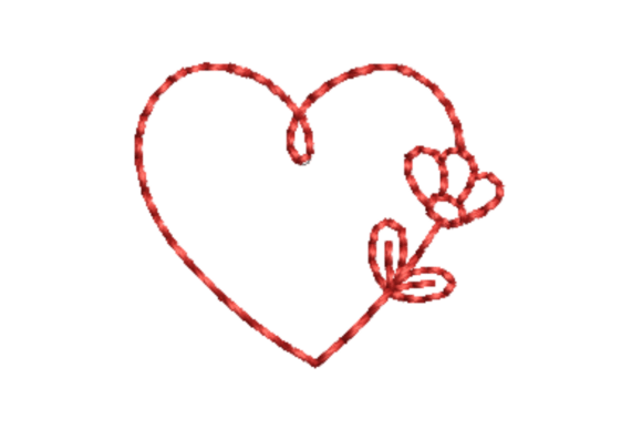 Flower Heart Outline Redwork Embroidery Review